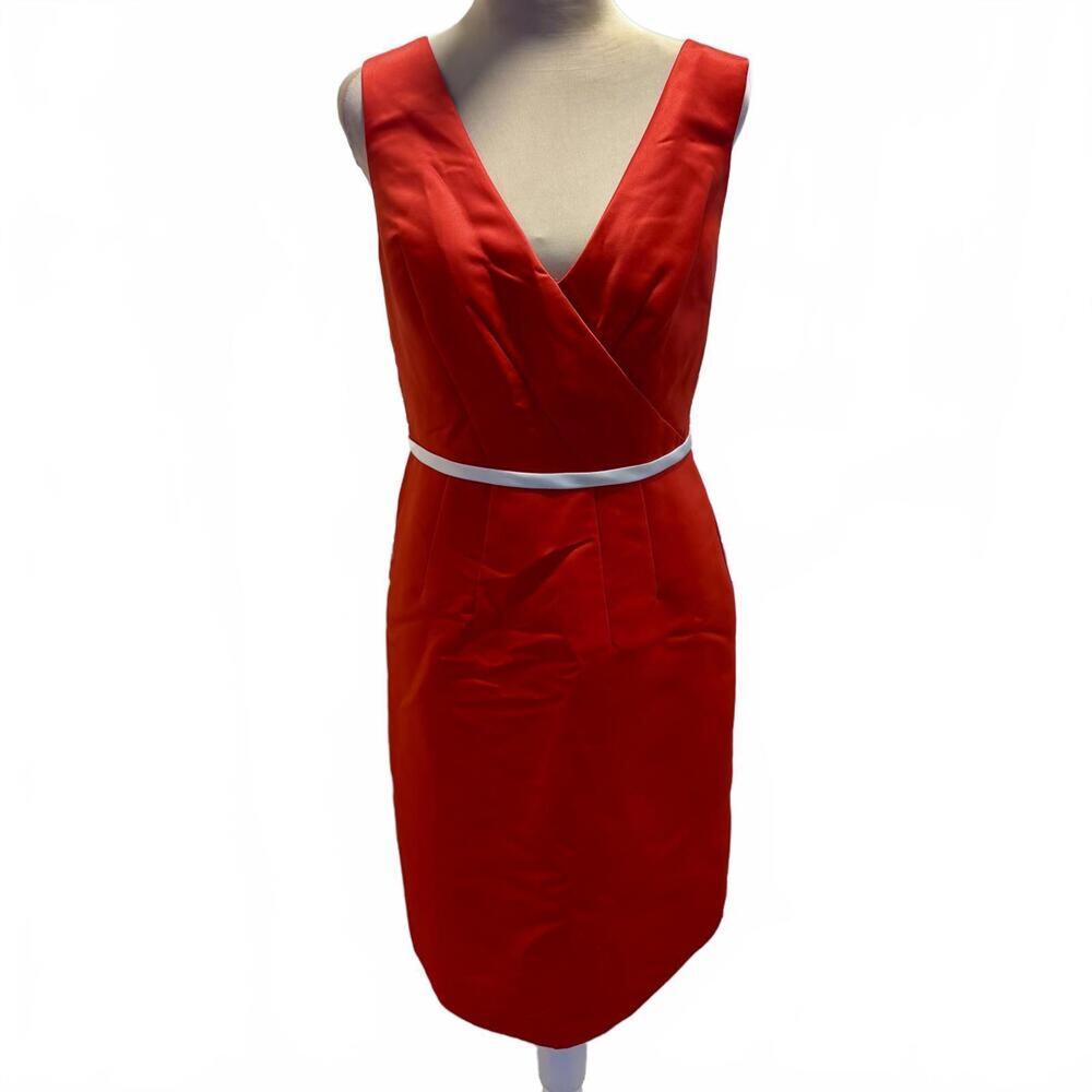 NWT Eden Red Satin Pleated Shift Pinup Dress retro Bridesmaid Party 12